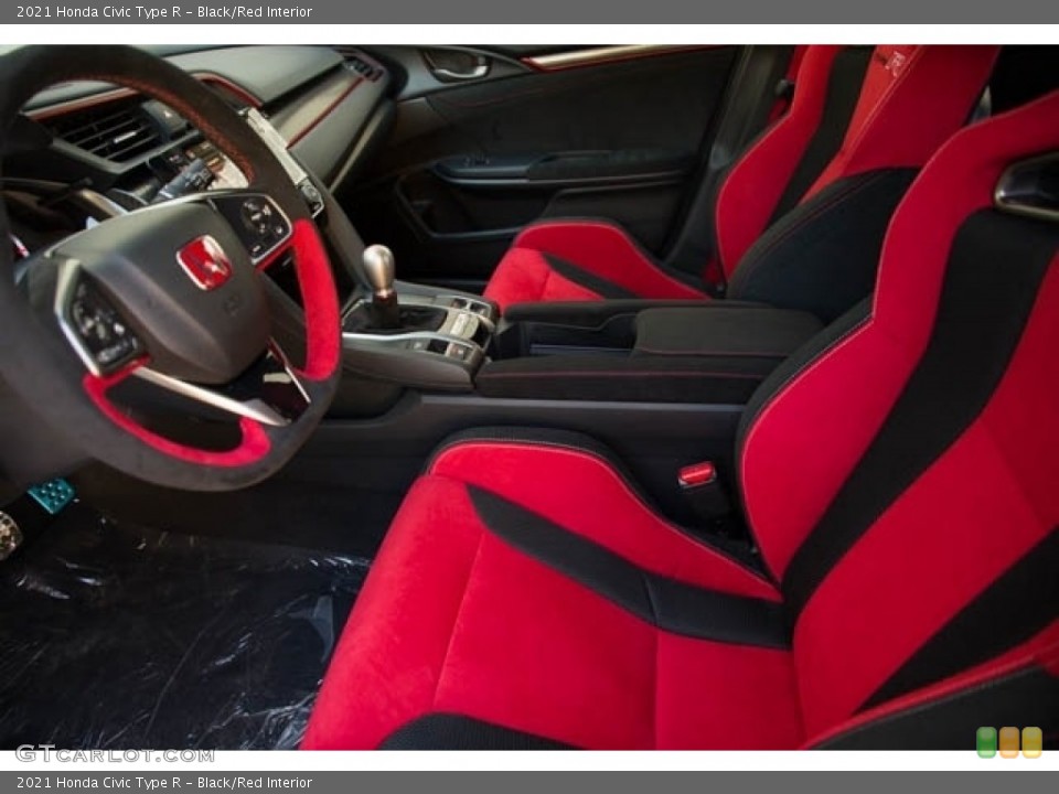Black/Red Interior Front Seat for the 2021 Honda Civic Type R #140925352