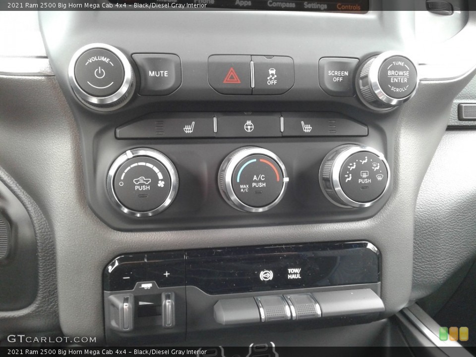 Black/Diesel Gray Interior Controls for the 2021 Ram 2500 Big Horn Mega Cab 4x4 #140976724