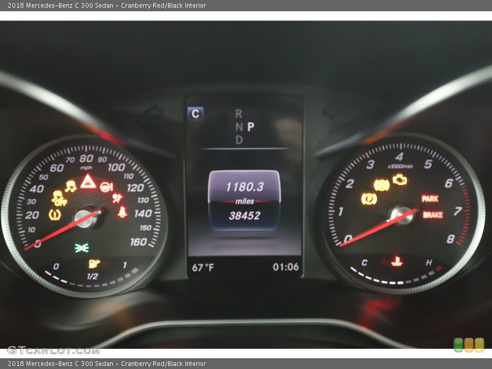 Cranberry Red/Black Interior Gauges for the 2018 Mercedes-Benz C 300 Sedan #140982541