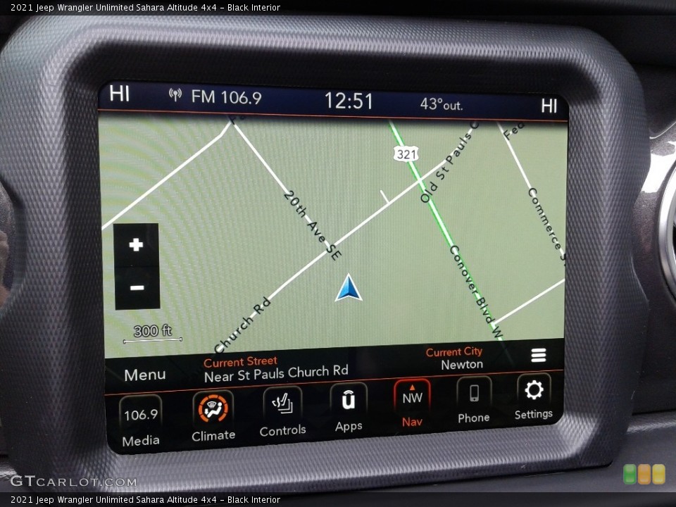 Black Interior Navigation for the 2021 Jeep Wrangler Unlimited Sahara Altitude 4x4 #140982553