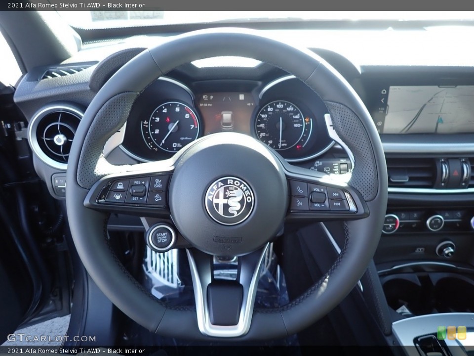 Black Interior Steering Wheel for the 2021 Alfa Romeo Stelvio Ti AWD #141012080