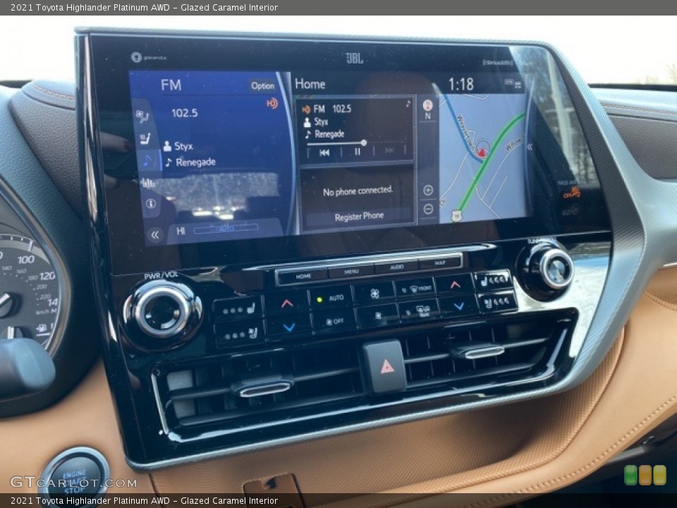 Glazed Caramel Interior Controls for the 2021 Toyota Highlander Platinum AWD #141015018