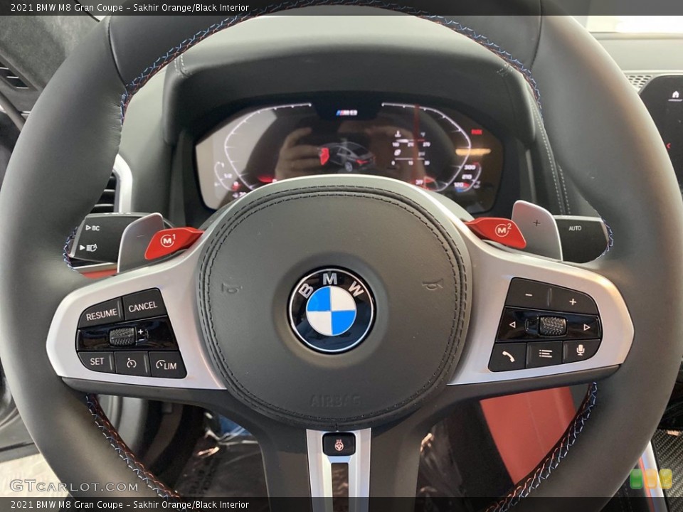 Sakhir Orange/Black Interior Steering Wheel for the 2021 BMW M8 Gran Coupe #141043788