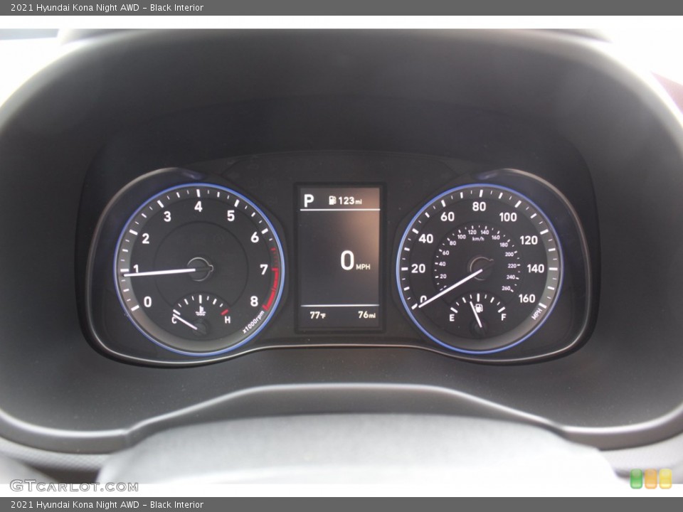 Black Interior Gauges for the 2021 Hyundai Kona Night AWD #141081906