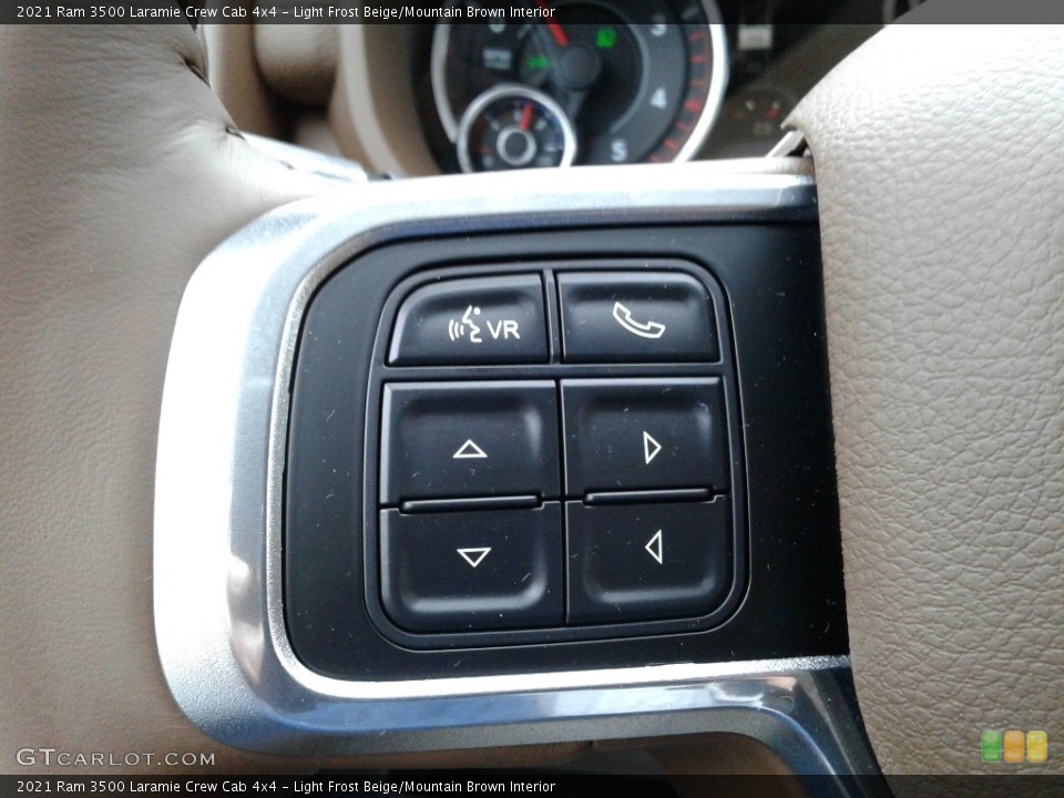 Light Frost Beige/Mountain Brown Interior Steering Wheel for the 2021 Ram 3500 Laramie Crew Cab 4x4 #141096207