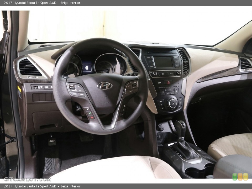 Beige Interior Dashboard for the 2017 Hyundai Santa Fe Sport AWD #141099687
