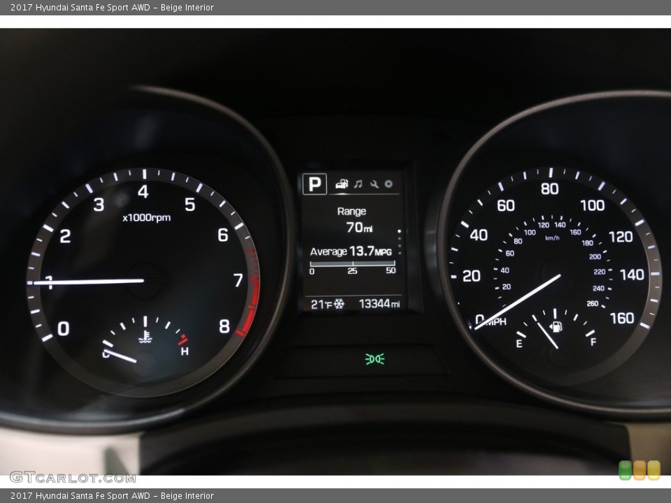 Beige Interior Gauges for the 2017 Hyundai Santa Fe Sport AWD #141099723