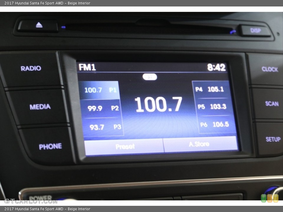 Beige Interior Audio System for the 2017 Hyundai Santa Fe Sport AWD #141099768