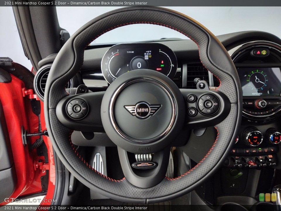 Dinamica/Carbon Black Double Stripe Interior Steering Wheel for the 2021 Mini Hardtop Cooper S 2 Door #141104319