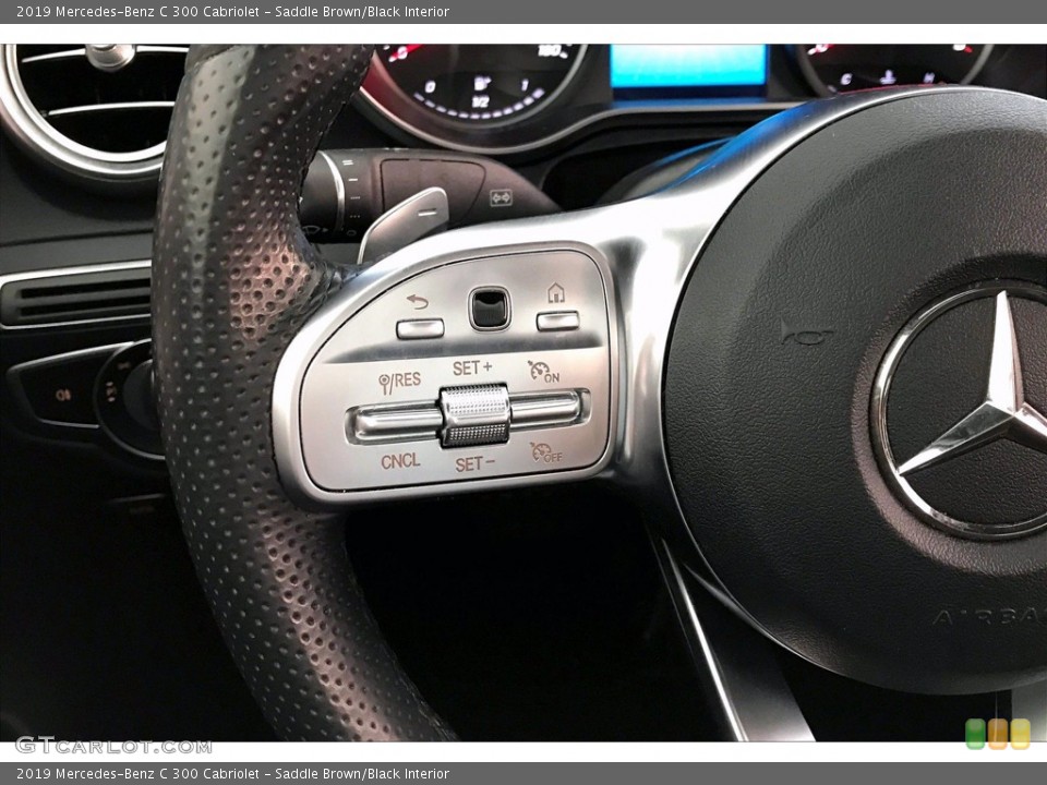 Saddle Brown/Black Interior Steering Wheel for the 2019 Mercedes-Benz C 300 Cabriolet #141157308