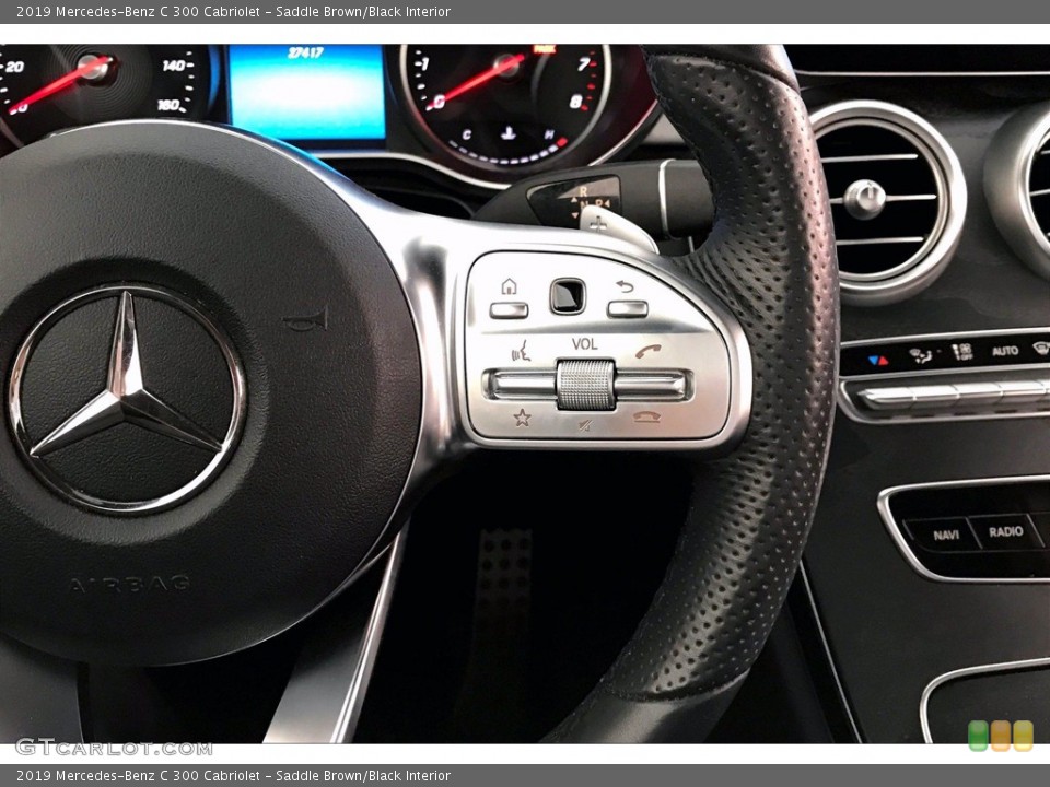 Saddle Brown/Black Interior Steering Wheel for the 2019 Mercedes-Benz C 300 Cabriolet #141157329