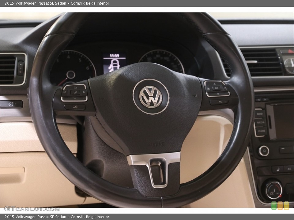 Cornsilk Beige Interior Steering Wheel for the 2015 Volkswagen Passat SE Sedan #141169681