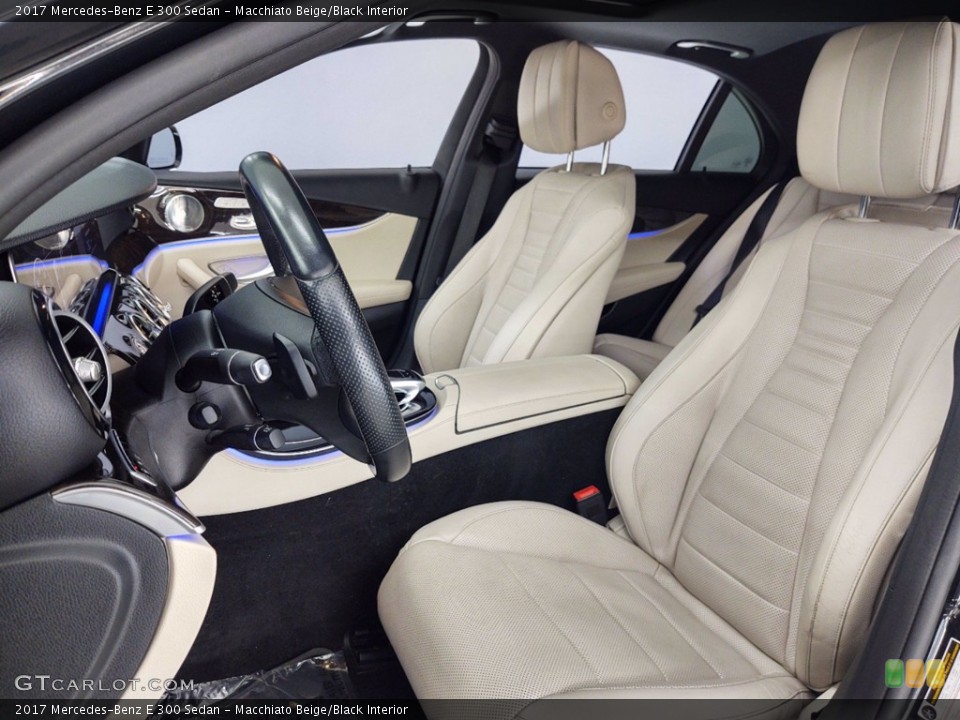 Macchiato Beige/Black Interior Front Seat for the 2017 Mercedes-Benz E 300 Sedan #141207854