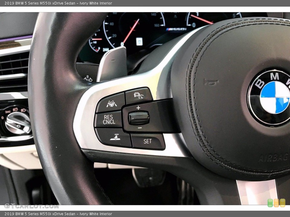 Ivory White Interior Steering Wheel for the 2019 BMW 5 Series M550i xDrive Sedan #141216568