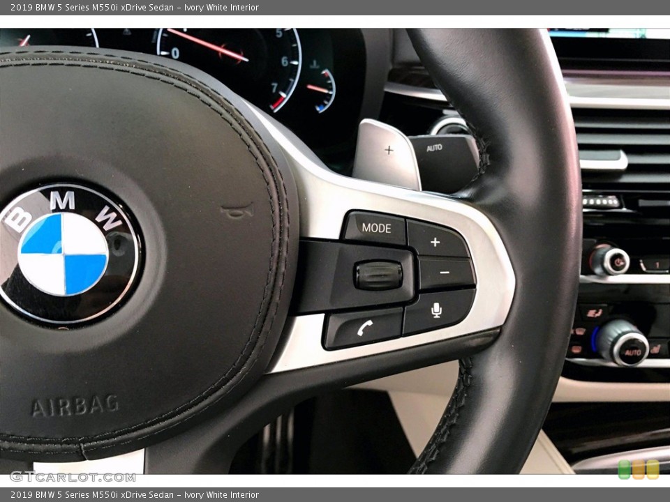Ivory White Interior Steering Wheel for the 2019 BMW 5 Series M550i xDrive Sedan #141216595