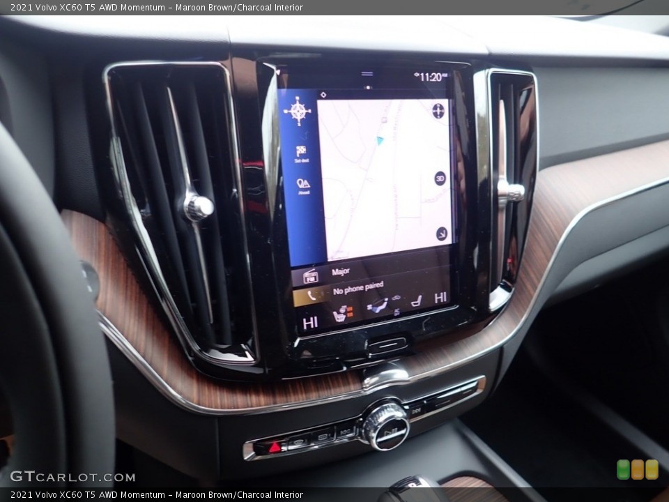 Maroon Brown/Charcoal Interior Controls for the 2021 Volvo XC60 T5 AWD Momentum #141223231