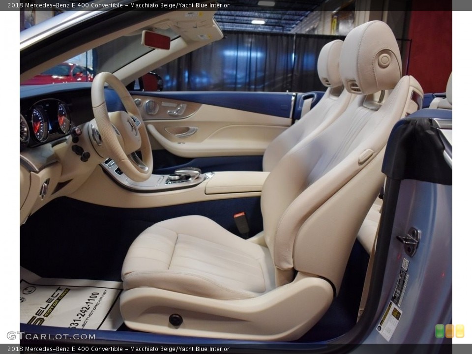 Macchiato Beige/Yacht Blue Interior Front Seat for the 2018 Mercedes-Benz E 400 Convertible #141232682