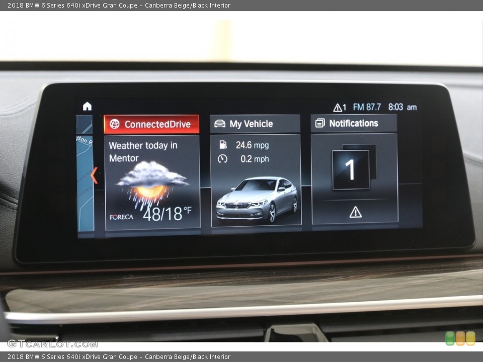 Canberra Beige/Black Interior Controls for the 2018 BMW 6 Series 640i xDrive Gran Coupe #141247220