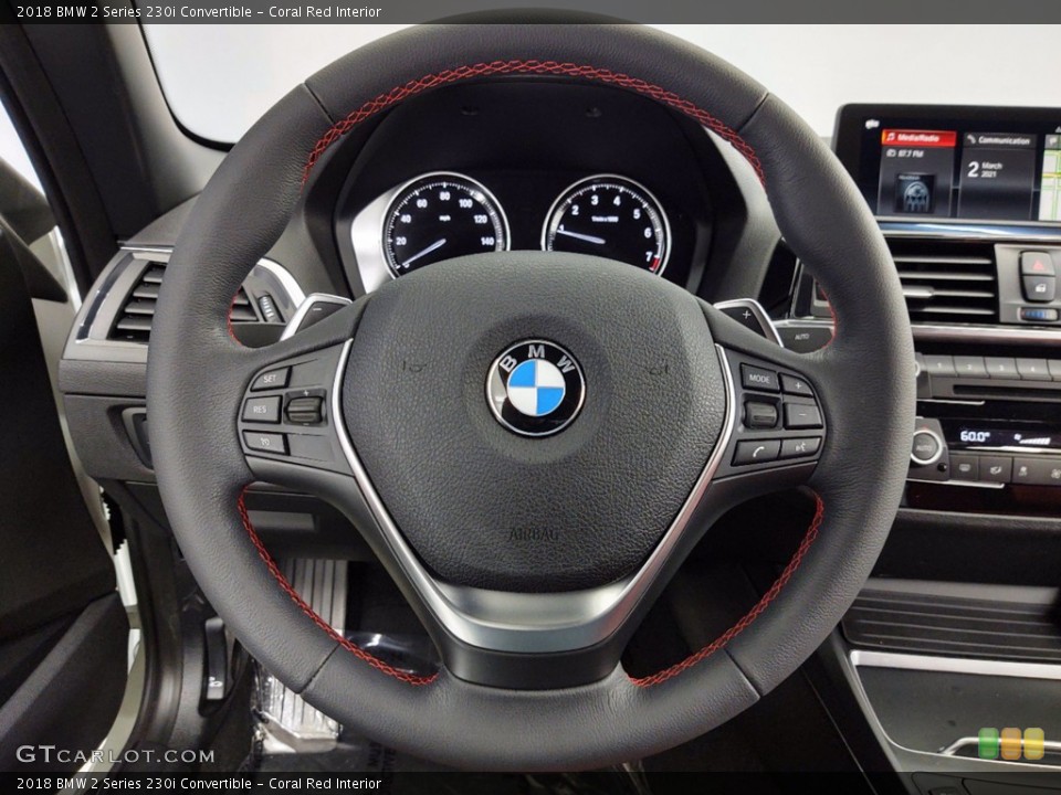 Coral Red Interior Steering Wheel for the 2018 BMW 2 Series 230i Convertible #141255157
