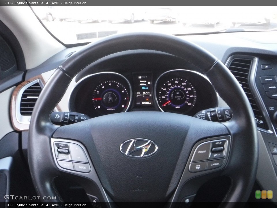 Beige Interior Steering Wheel for the 2014 Hyundai Santa Fe GLS AWD #141256669