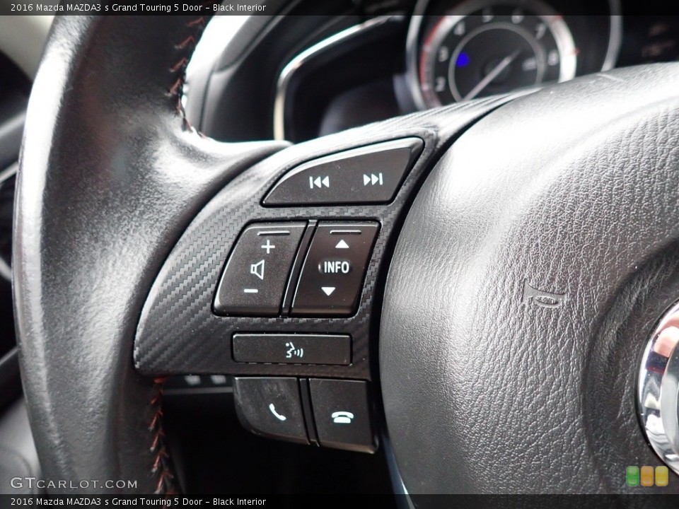 Black Interior Steering Wheel for the 2016 Mazda MAZDA3 s Grand Touring 5 Door #141279780