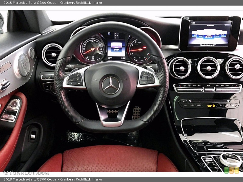 Cranberry Red/Black Interior Dashboard for the 2018 Mercedes-Benz C 300 Coupe #141304110