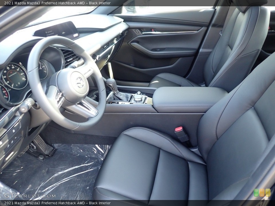 Black Interior Front Seat for the 2021 Mazda Mazda3 Preferred Hatchback AWD #141309312