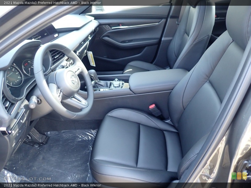 Black Interior Front Seat for the 2021 Mazda Mazda3 Preferred Hatchback AWD #141309646