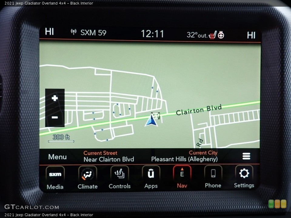 Black Interior Navigation for the 2021 Jeep Gladiator Overland 4x4 #141311079