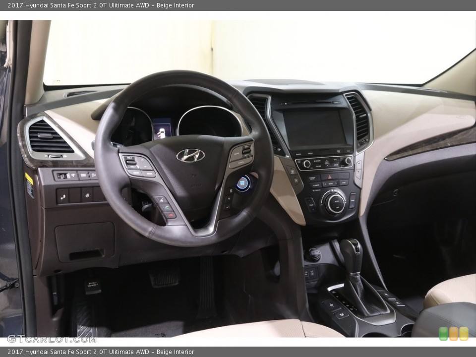 Beige Interior Dashboard for the 2017 Hyundai Santa Fe Sport 2.0T Ulitimate AWD #141314166
