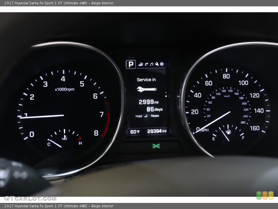 Beige Interior Gauges for the 2017 Hyundai Santa Fe Sport 2.0T Ulitimate AWD #141314200