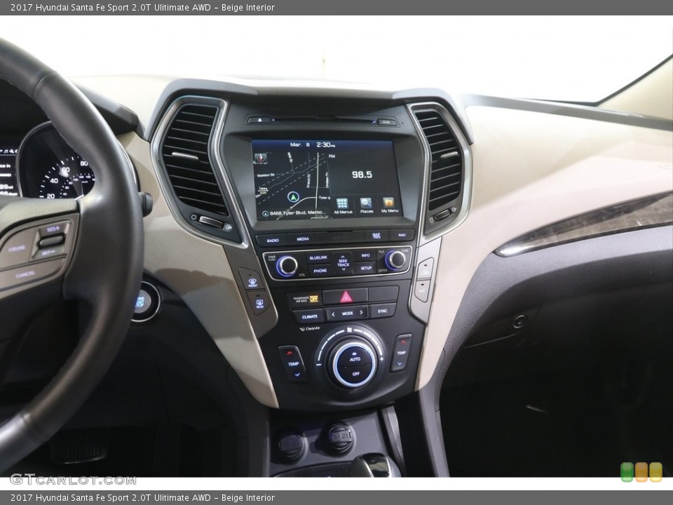 Beige Interior Controls for the 2017 Hyundai Santa Fe Sport 2.0T Ulitimate AWD #141314226