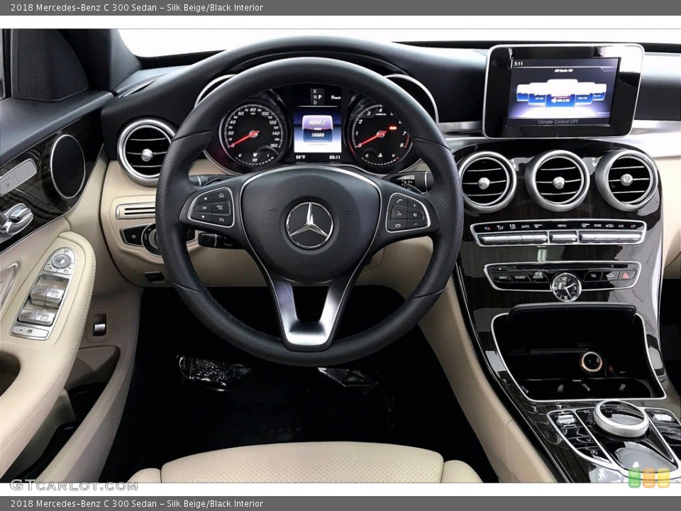 Silk Beige/Black Interior Dashboard for the 2018 Mercedes-Benz C 300 Sedan #141370860