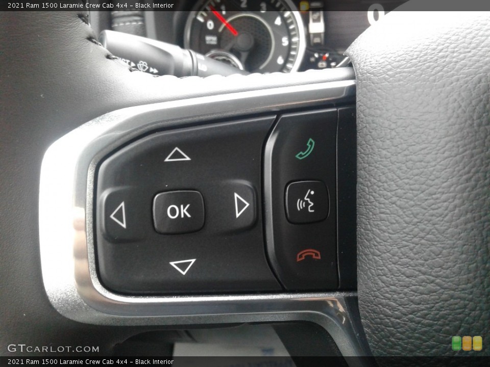 Black Interior Steering Wheel for the 2021 Ram 1500 Laramie Crew Cab 4x4 #141376541