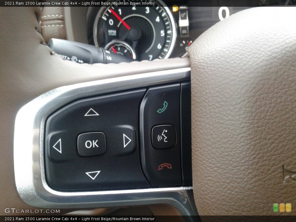 Light Frost Beige/Mountain Brown Interior Steering Wheel for the 2021 Ram 1500 Laramie Crew Cab 4x4 #141376806
