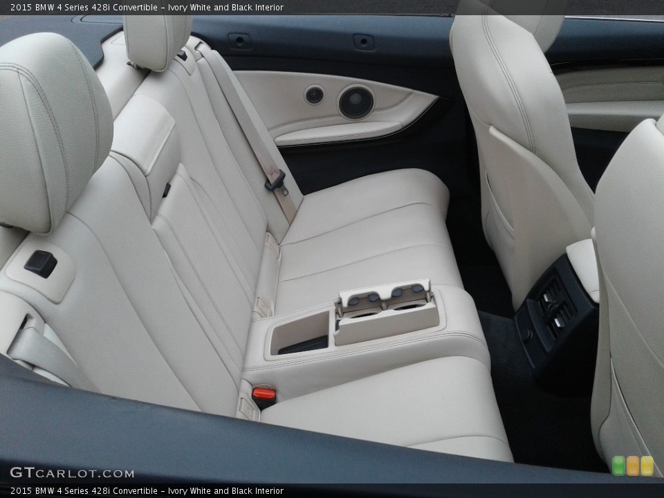 Ivory White and Black Interior Rear Seat for the 2015 BMW 4 Series 428i Convertible #141380027