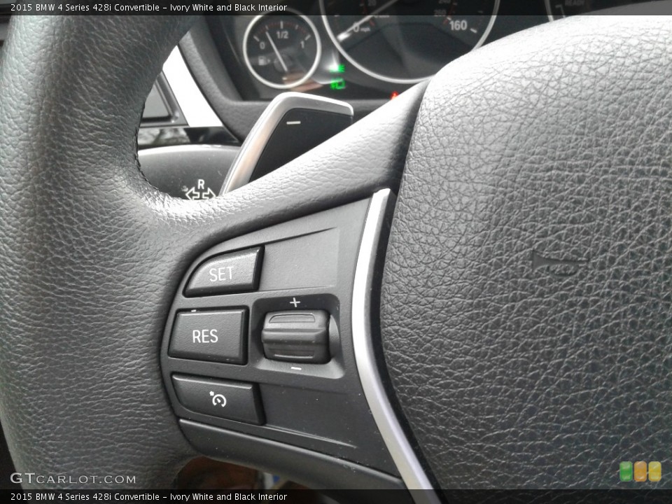 Ivory White and Black Interior Steering Wheel for the 2015 BMW 4 Series 428i Convertible #141380107
