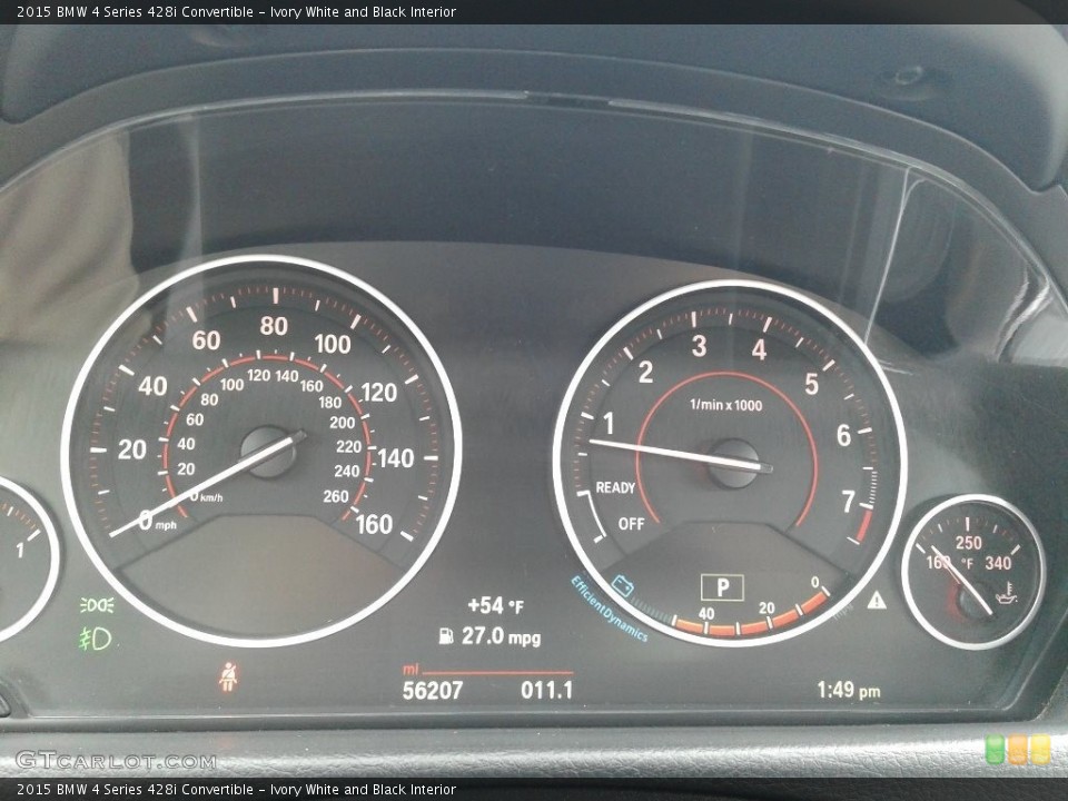 Ivory White and Black Interior Gauges for the 2015 BMW 4 Series 428i Convertible #141380149