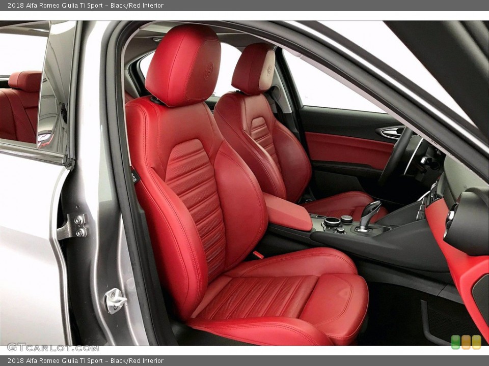Black/Red Interior Front Seat for the 2018 Alfa Romeo Giulia Ti Sport #141426235