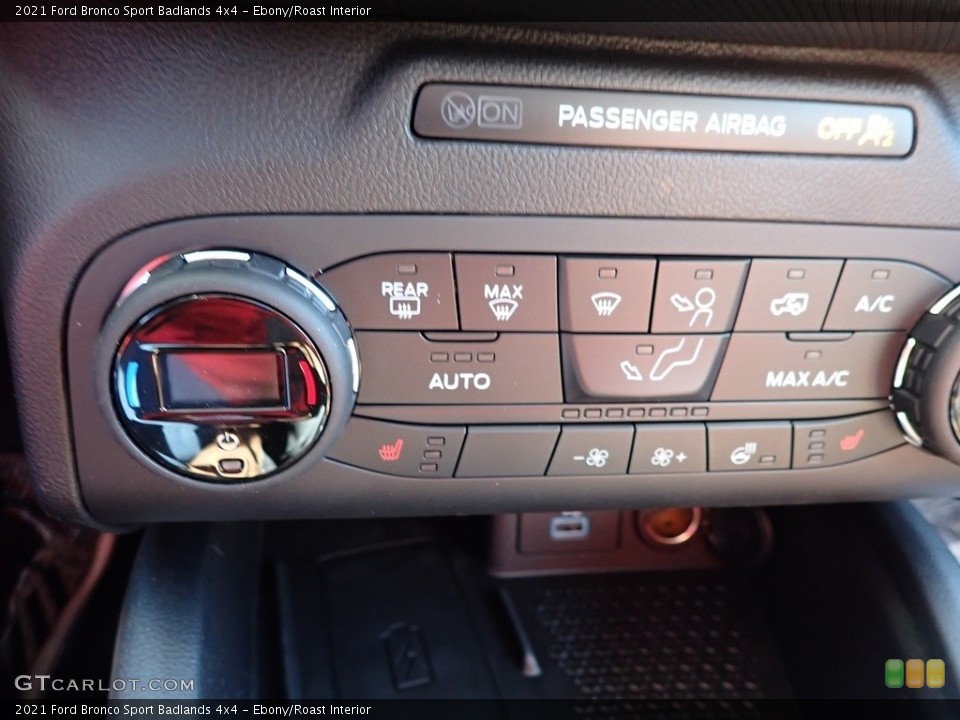 Ebony/Roast Interior Controls for the 2021 Ford Bronco Sport Badlands 4x4 #141519988
