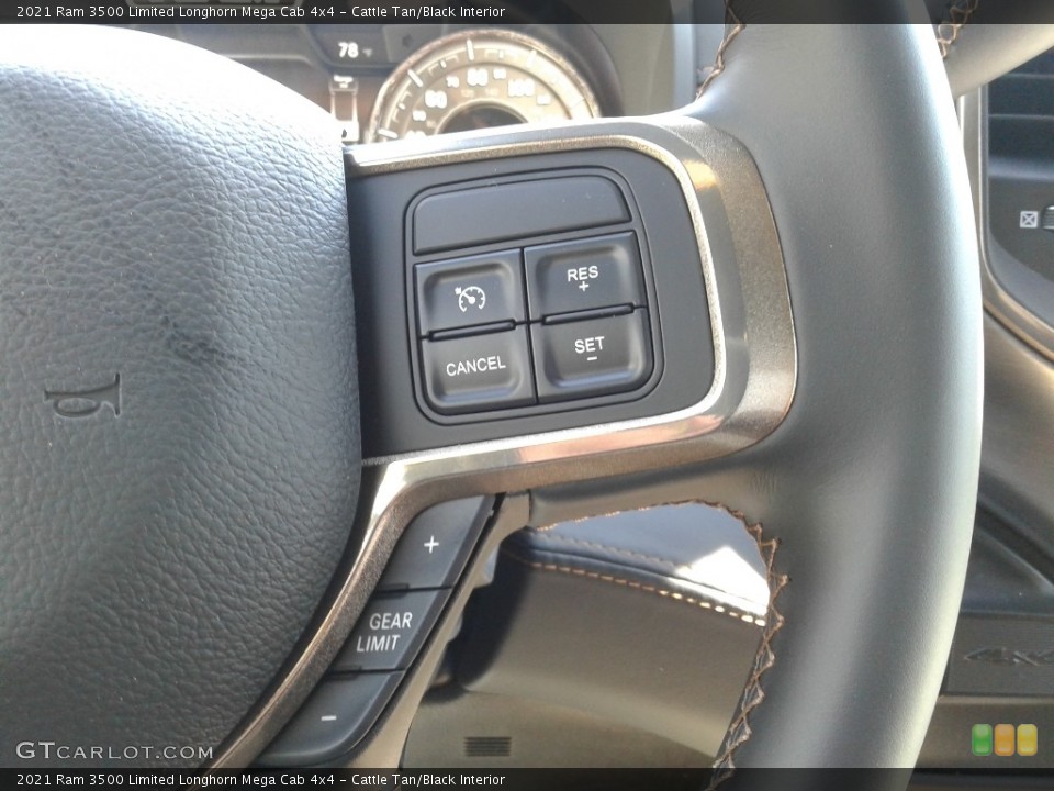 Cattle Tan/Black Interior Steering Wheel for the 2021 Ram 3500 Limited Longhorn Mega Cab 4x4 #141529455