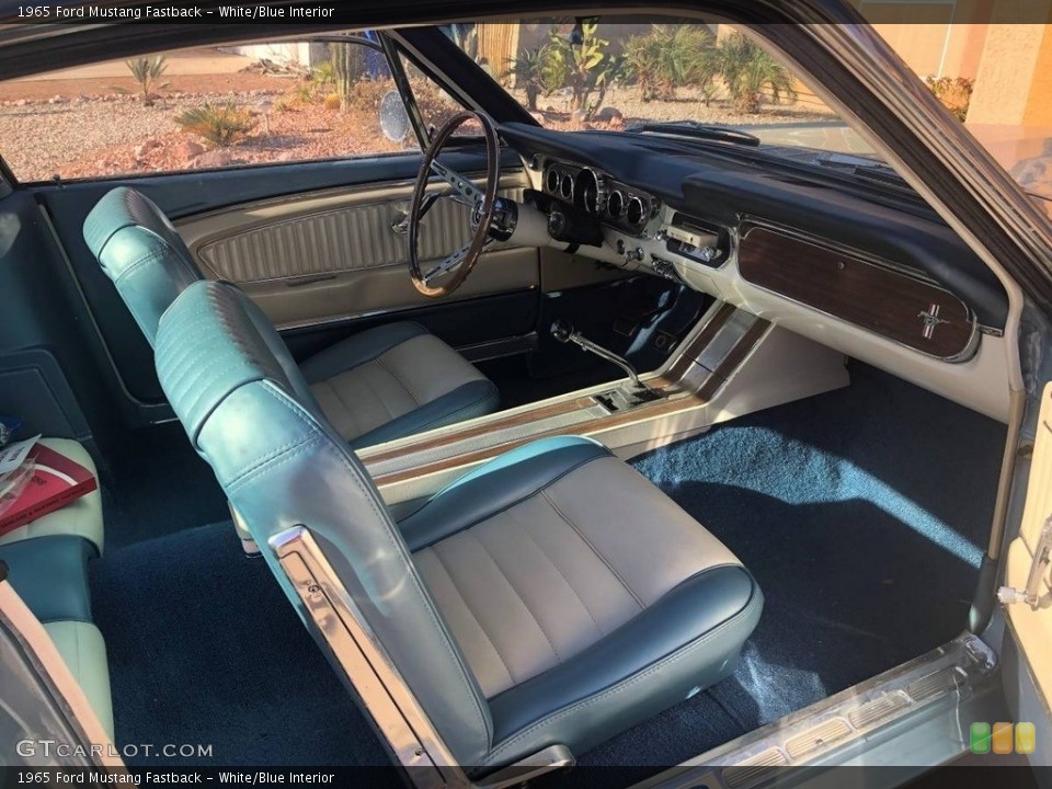 White/Blue Interior Photo for the 1965 Ford Mustang Fastback #141532541
