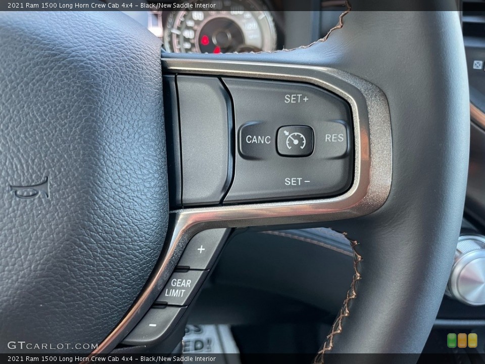 Black/New Saddle Interior Steering Wheel for the 2021 Ram 1500 Long Horn Crew Cab 4x4 #141566189