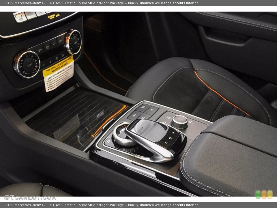 Black/Dinamica w/Orange accents Interior Controls for the 2019 Mercedes-Benz GLE 43 AMG 4Matic Coupe Studio/Night Package #141622347