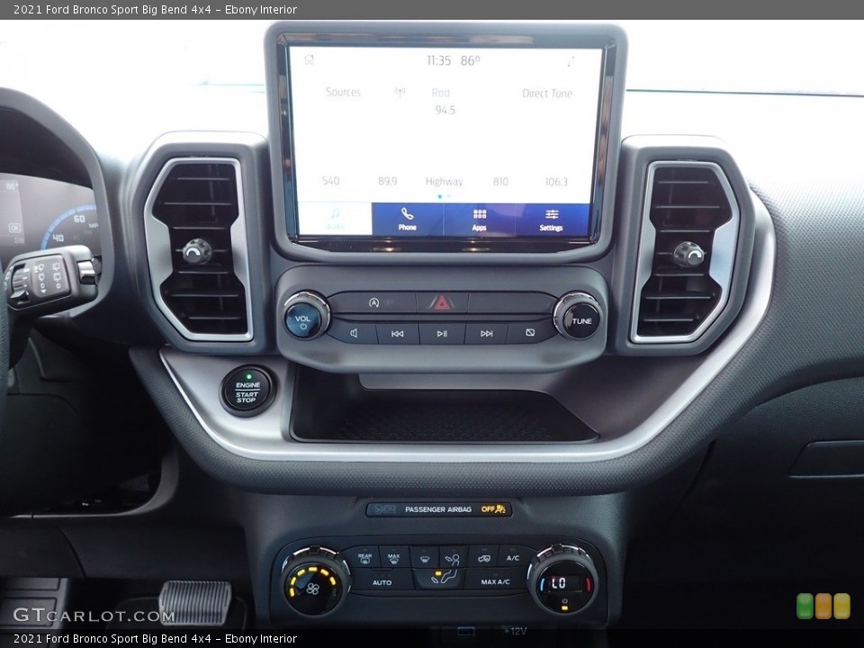 Ebony Interior Controls for the 2021 Ford Bronco Sport Big Bend 4x4 #141624981