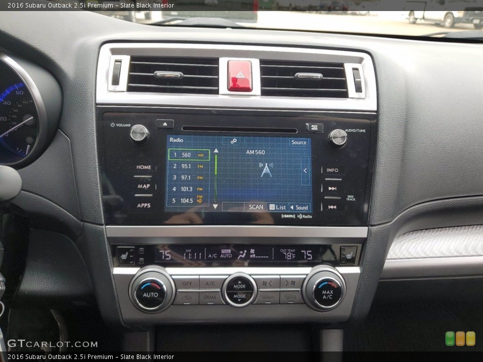 Slate Black Interior Controls for the 2016 Subaru Outback 2.5i Premium #141646486