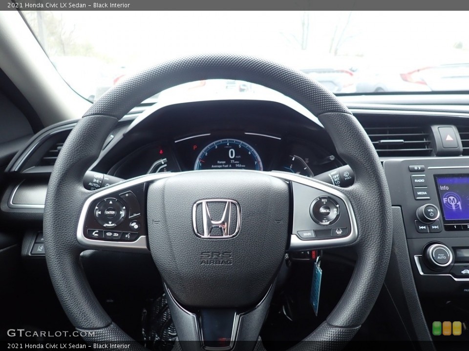 Black Interior Steering Wheel for the 2021 Honda Civic LX Sedan #141665757