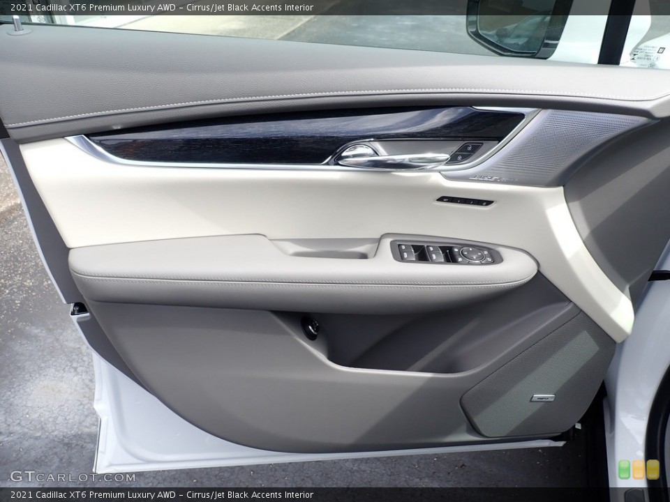 Cirrus/Jet Black Accents Interior Door Panel for the 2021 Cadillac XT6 Premium Luxury AWD #141665910