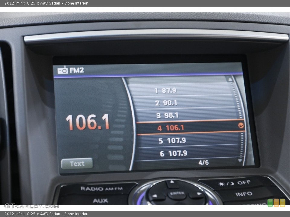 Stone Interior Audio System for the 2012 Infiniti G 25 x AWD Sedan #141671673