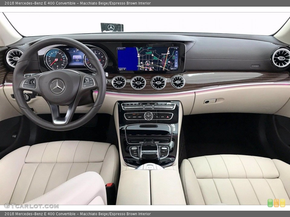 Macchiato Beige/Espresso Brown Interior Dashboard for the 2018 Mercedes-Benz E 400 Convertible #141686286